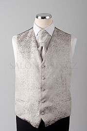 Pánská svatební vesta s regatou světle stříbrna
