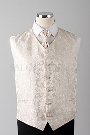 Pánská svatební vesta s regatou krémová, květinový vzor