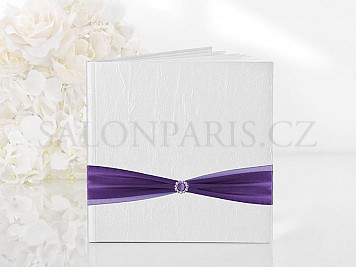 Svatební kniha hostů s fialovou stuhou