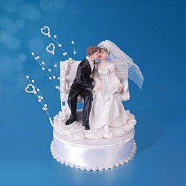 Figurka na dort Novomanželé na lavičce
